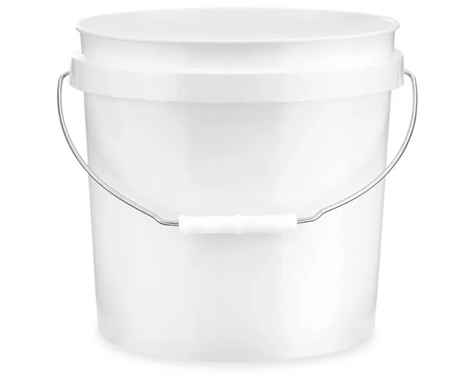 Bloom & Garden white plastic bucket for premium worm food with metal handle and secure lid